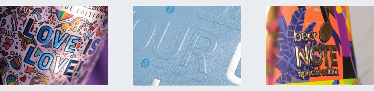 Etiketten-met-afwerking-hot-foil-reliefdruk-reliëfdruk