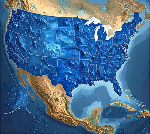 A map of the United States to show where Labelmakers.com delivers to within the U.S.A.