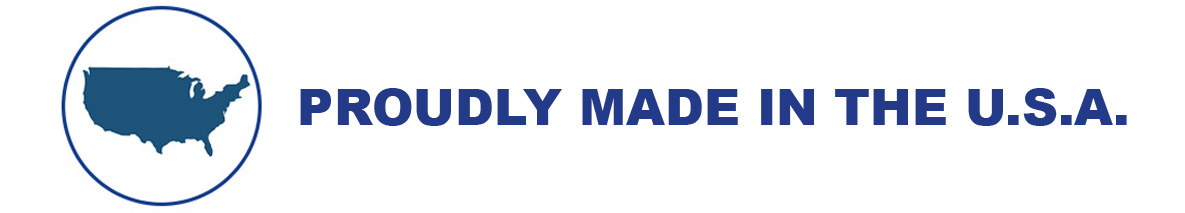 A banner with a map of the United States of America stating: Proudly Made in the U.S.A